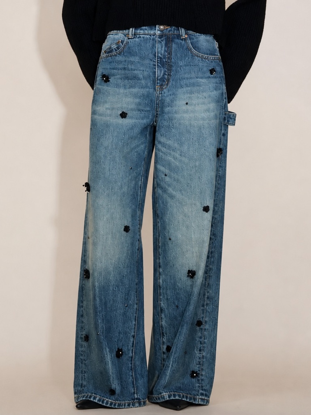 Pilcro Imogen Hand Beaded Denim Carpenter Jeans